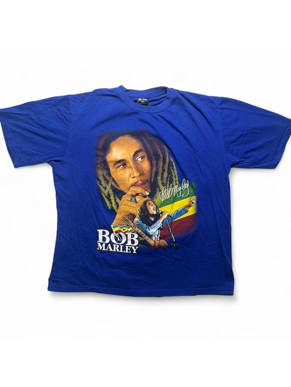 Vintage Bob Marley Double Sided Graphic T-Shirt Blue XL Single Stitch